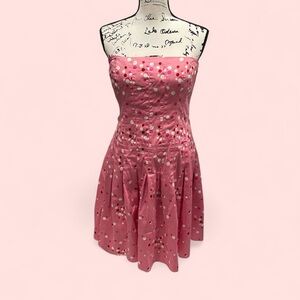 Cute Vintage Y2K Kay Unger bubblegum pop strapless pleated mini dress polka dots